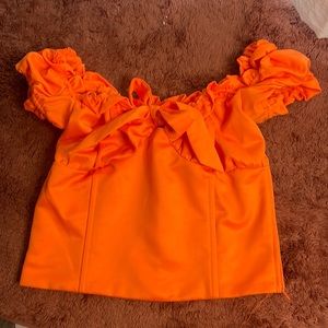 I. AM. GIA. Neon Orange Off the Shoulder Top.